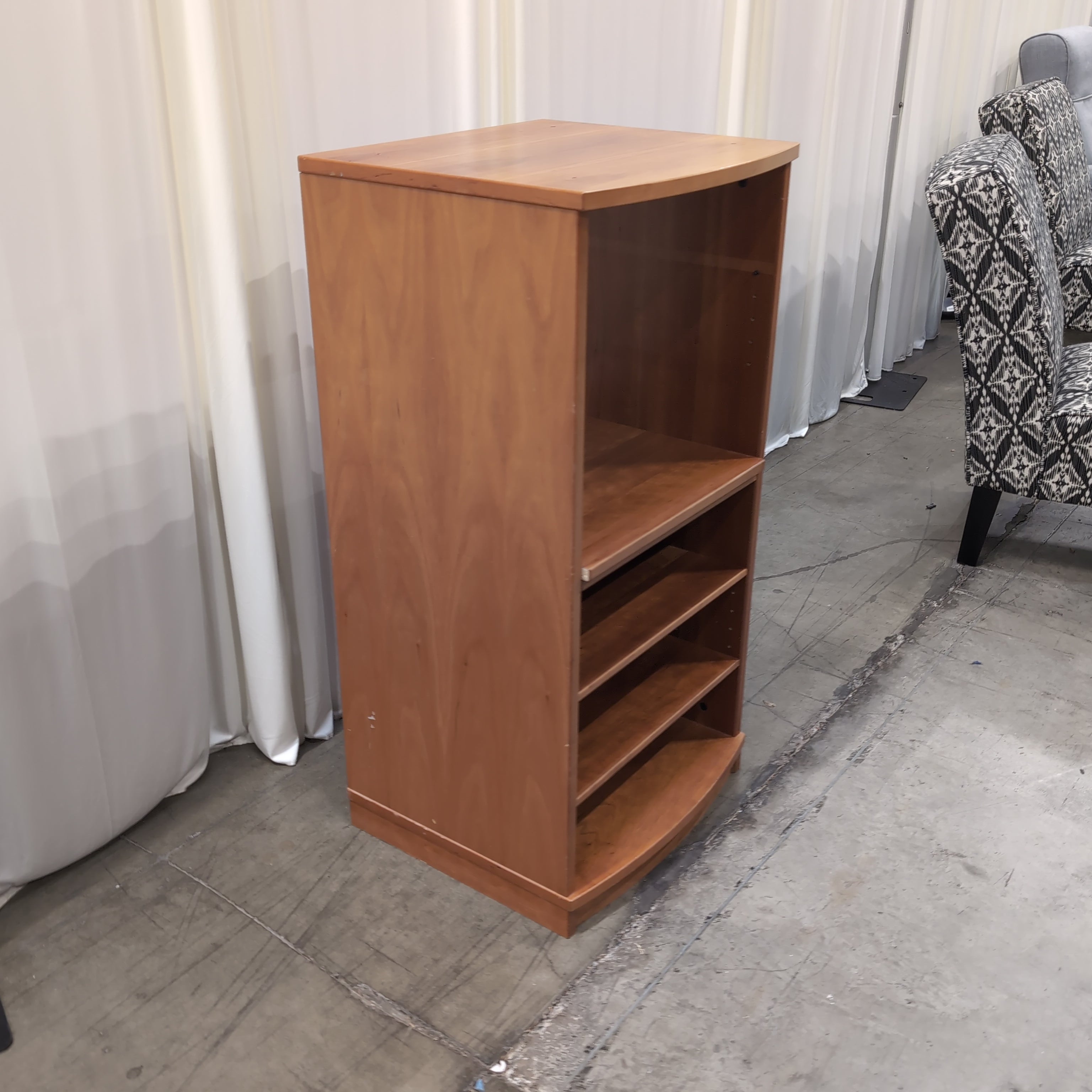 Medium Brown Wood Three-Shelf Bookcase