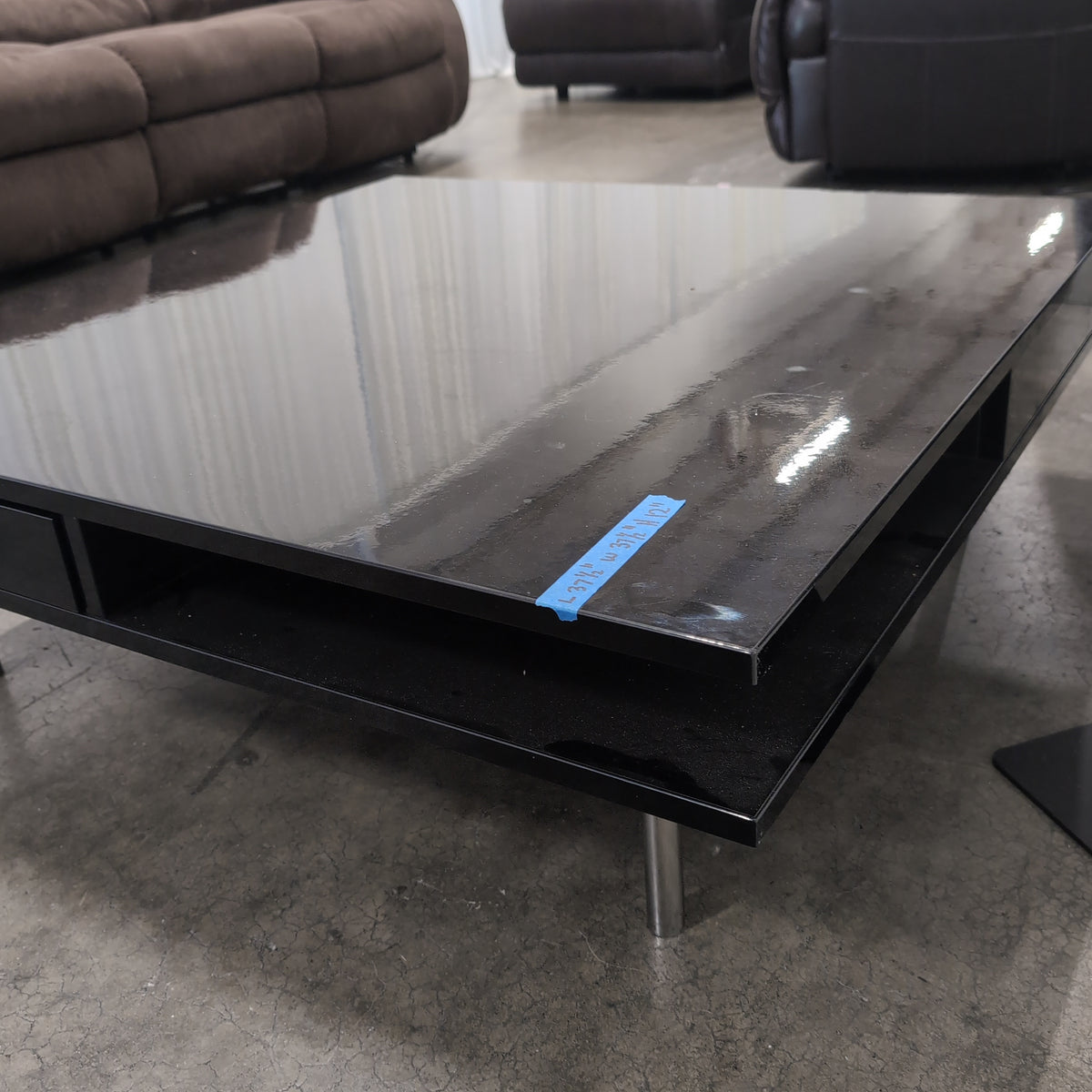 Modern Black Glossy Coffee Table with Metal Legs