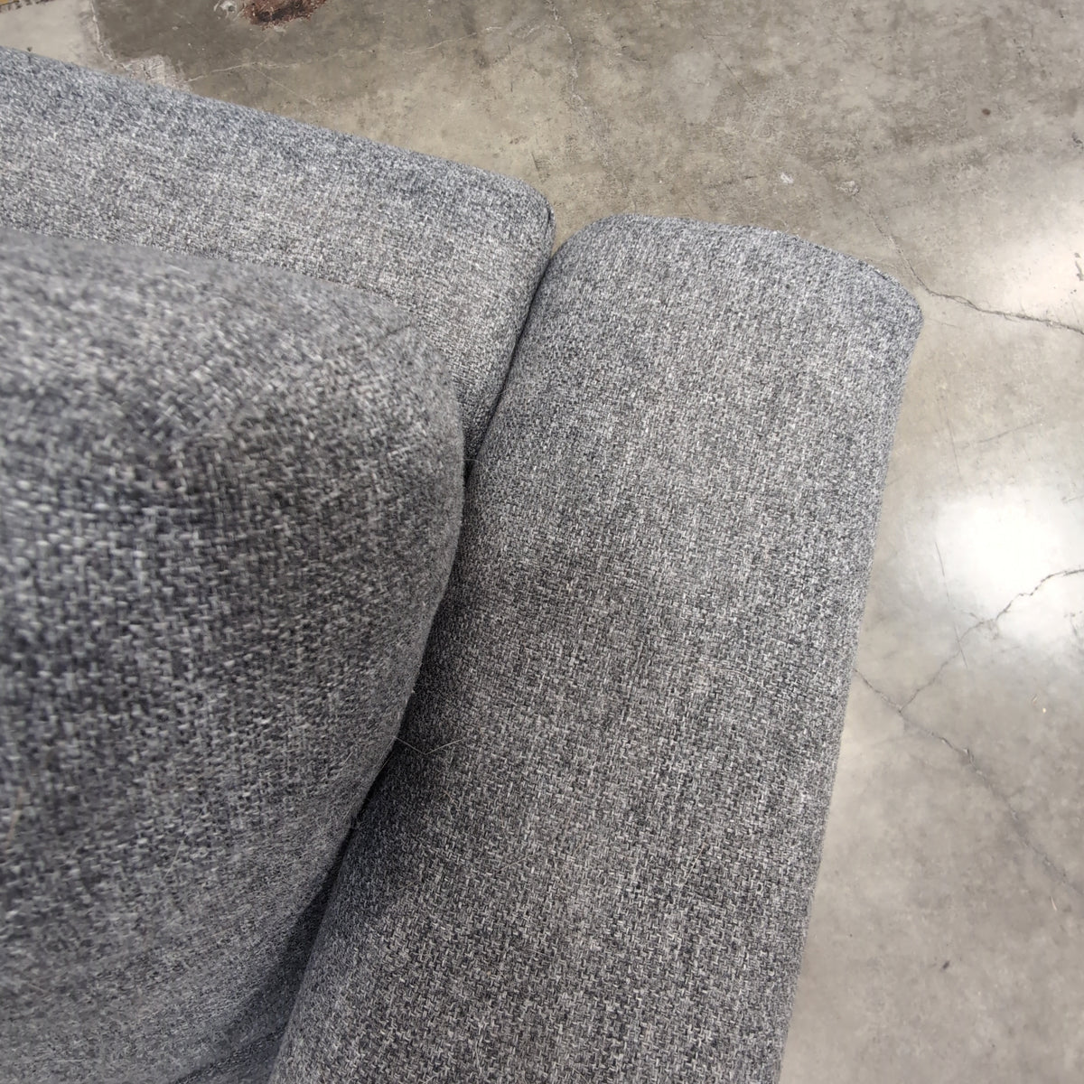 Gray Fabric L-Shaped Sectional Couch with Track Arms