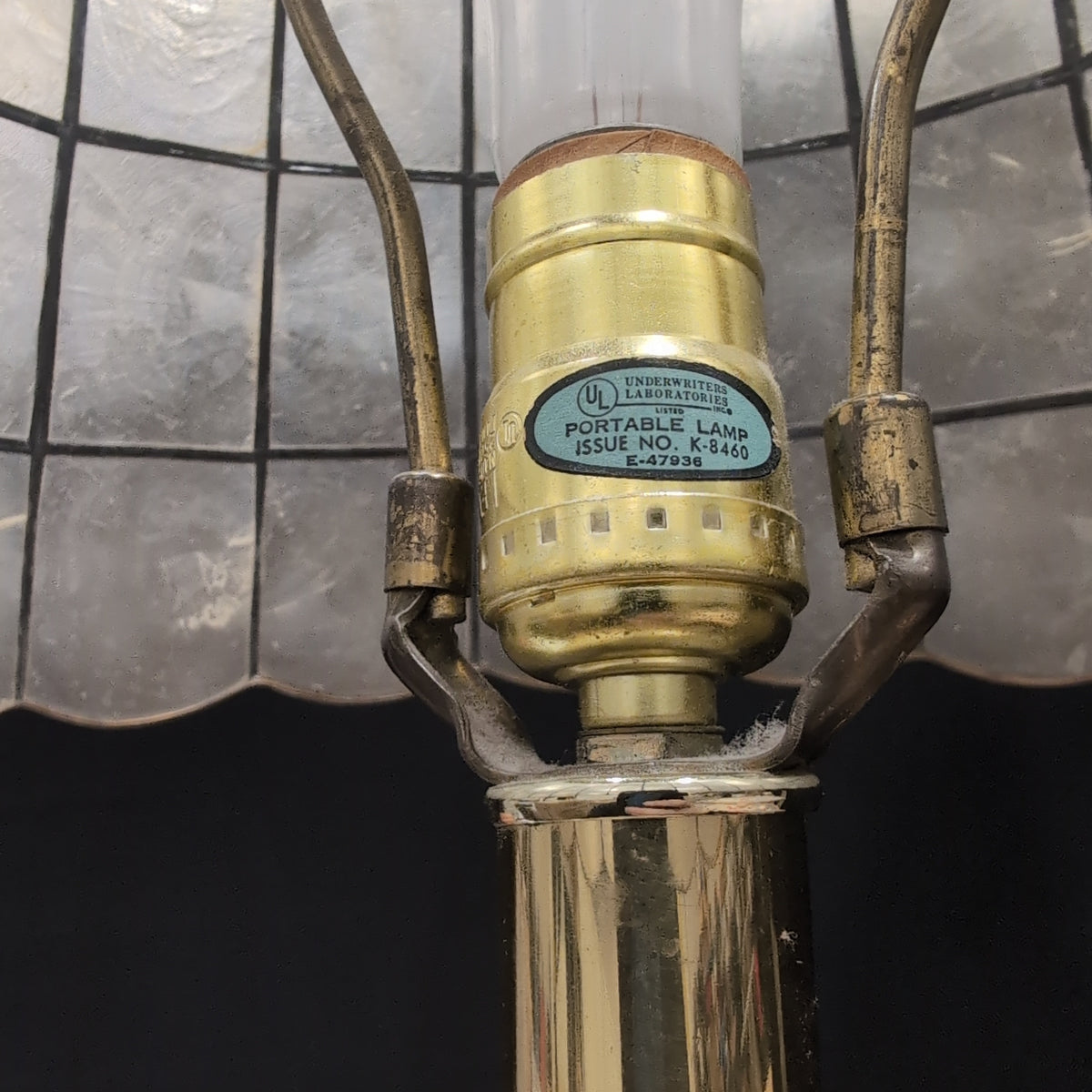 Brass Base Table Lamp with Capiz Shell Shade