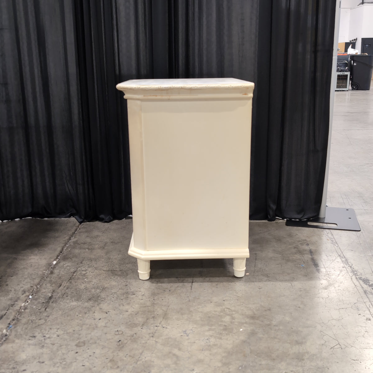 Simply Shabby Chic-Cream Wood Three-Drawer Nightstand with Crystal Knobs