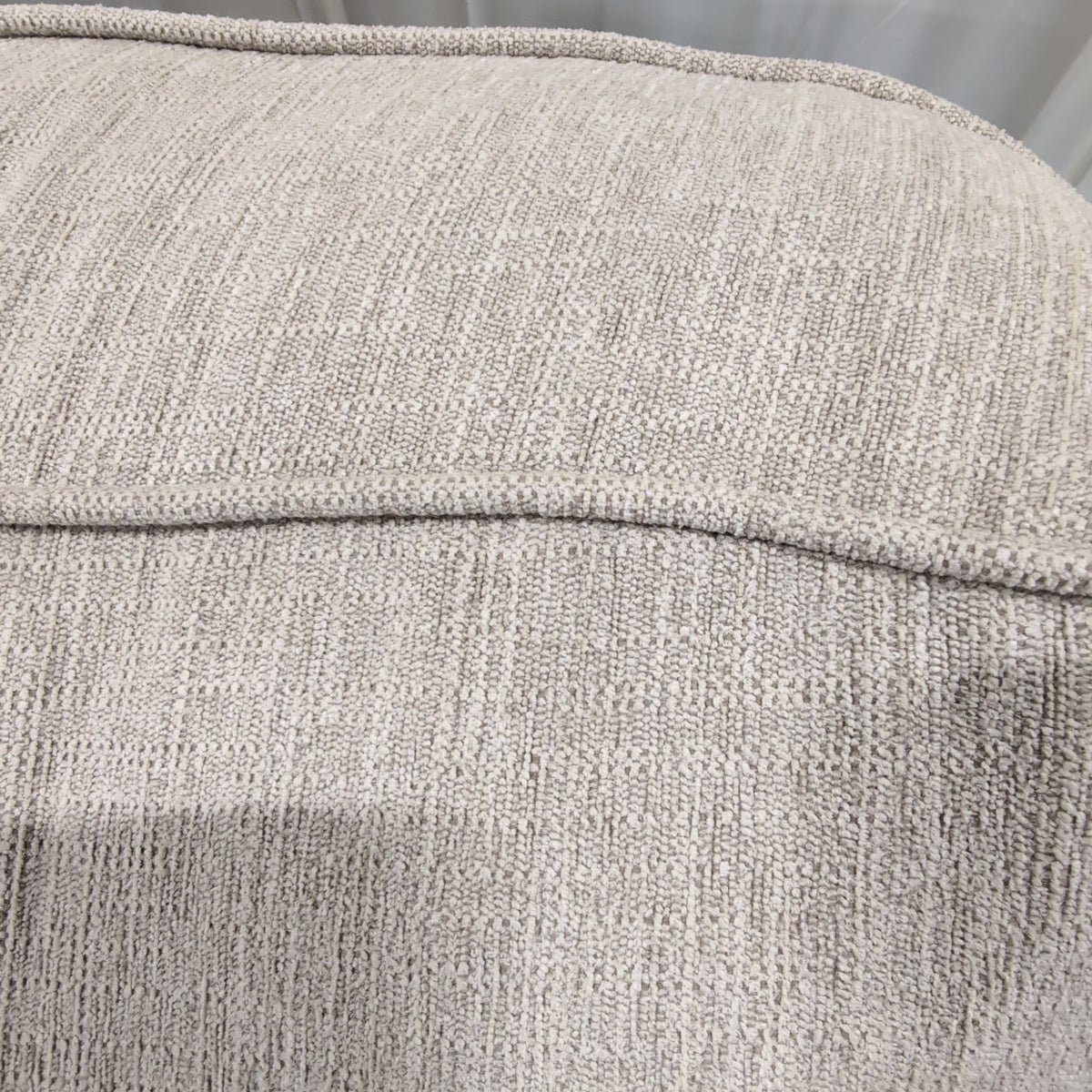 Light Beige Fabric Couch with Nailhead Trim