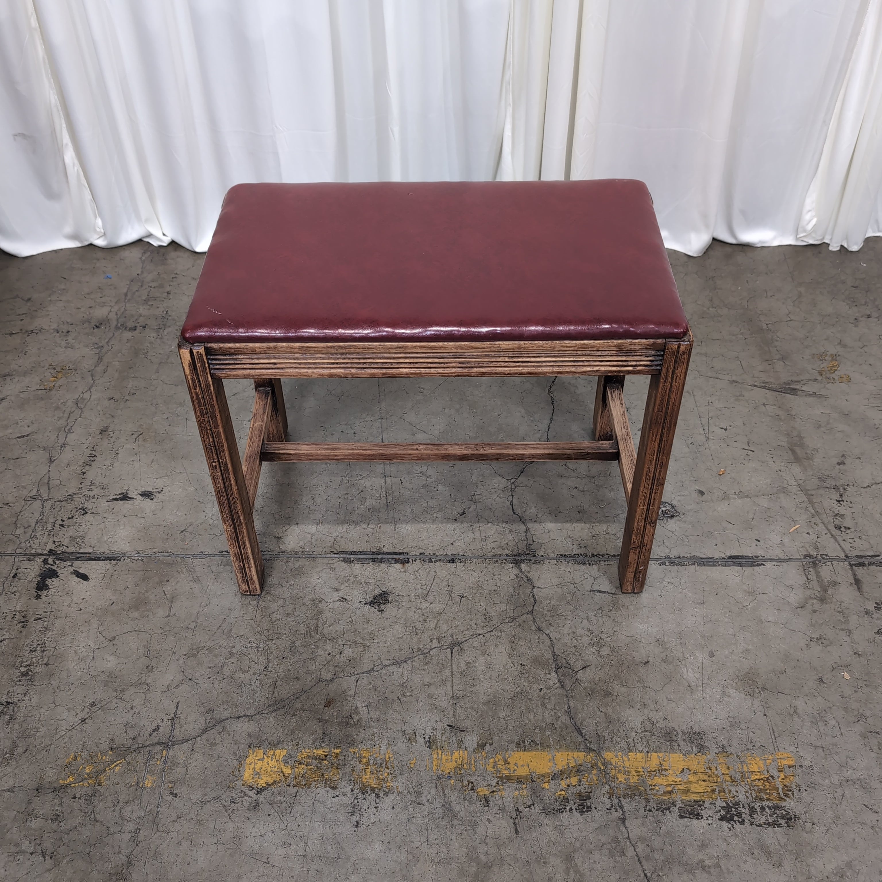 Red Upholstered Wood Bench