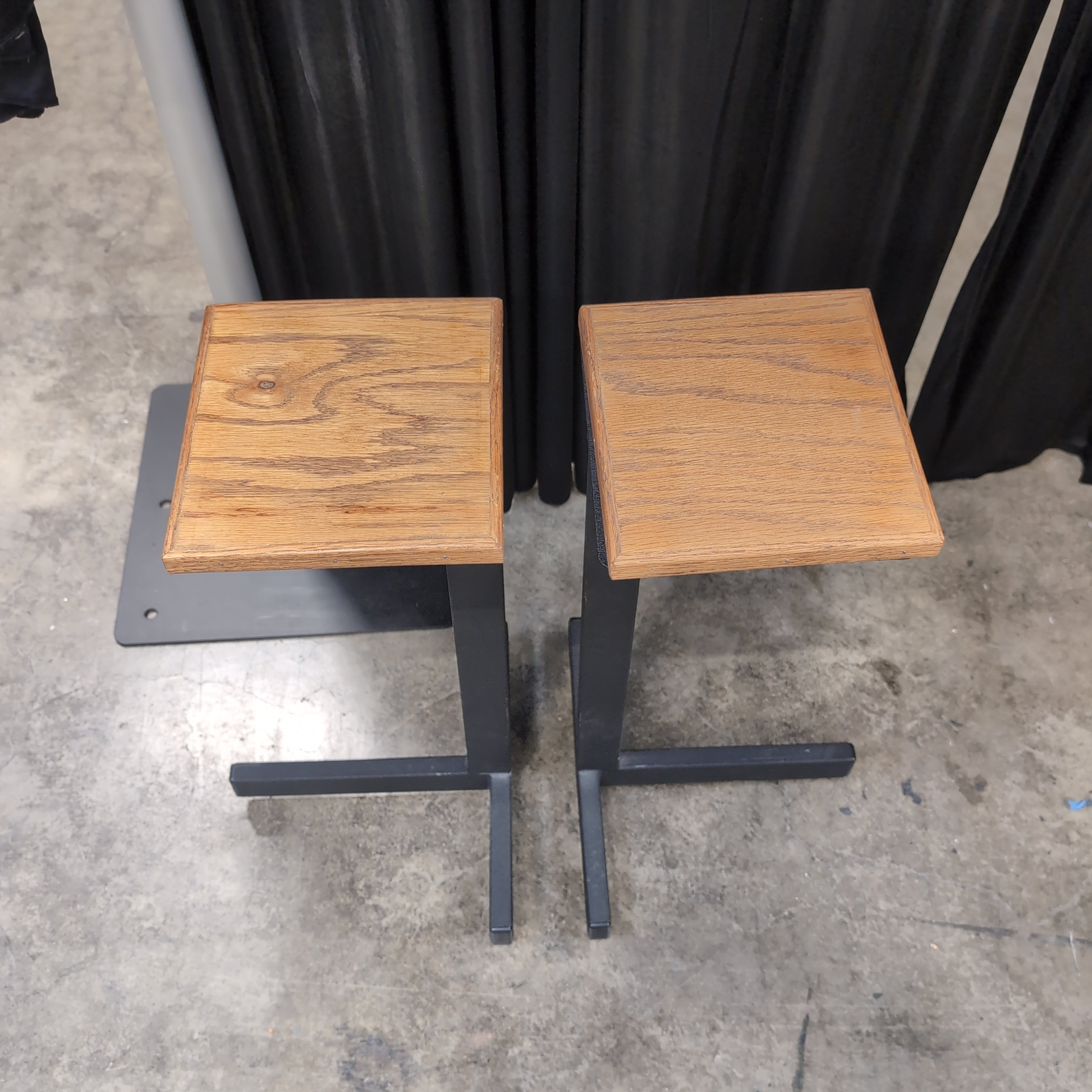 Pair of Wood Top Plant Stands