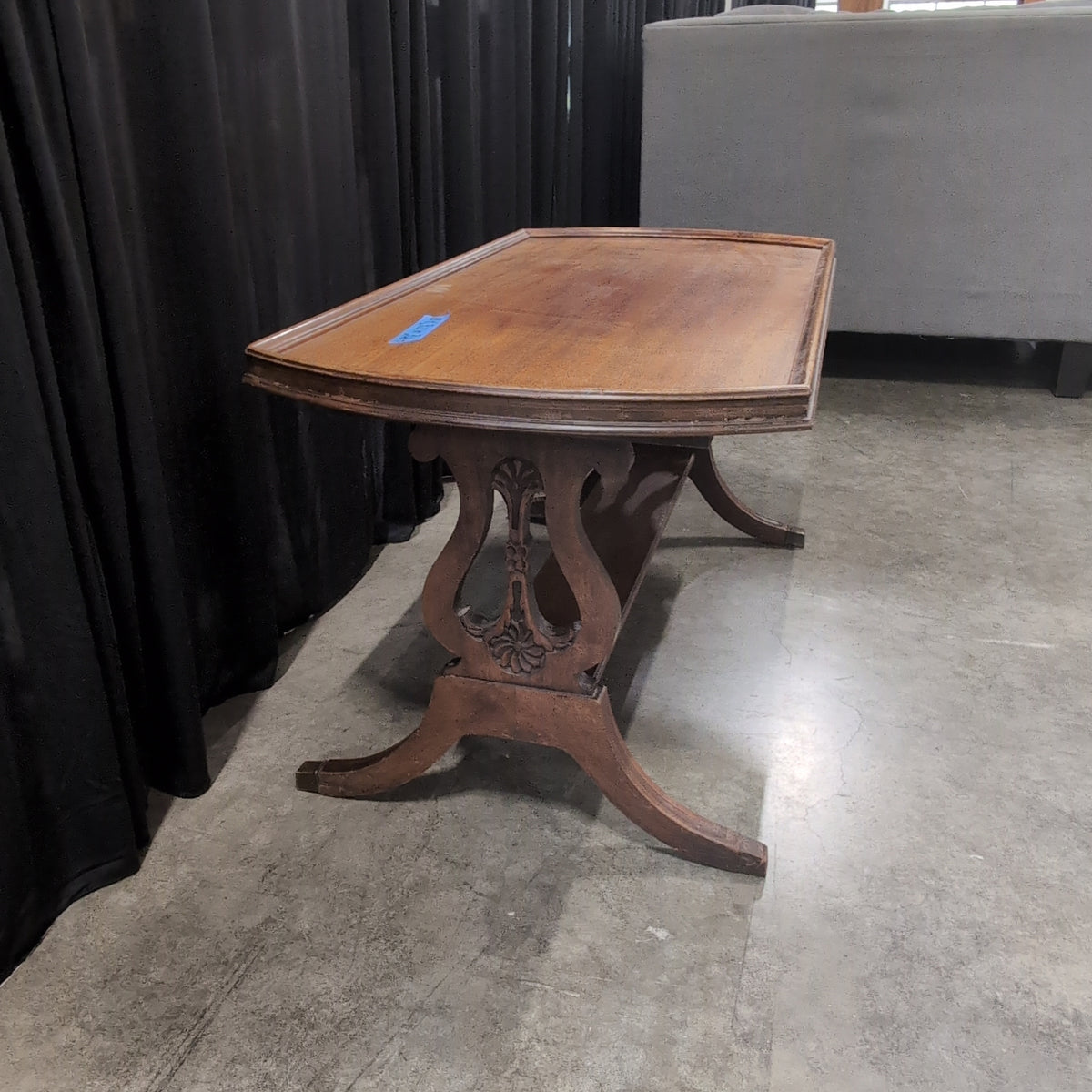 Traditional Brown Wood Console Table with Tray Top