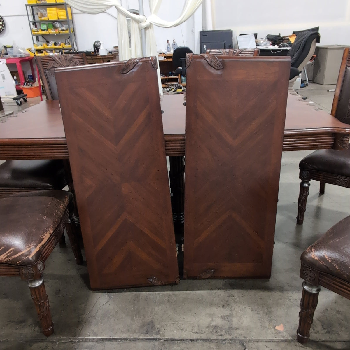 Ornate Traditional Carved Dining Table in Dark Wood