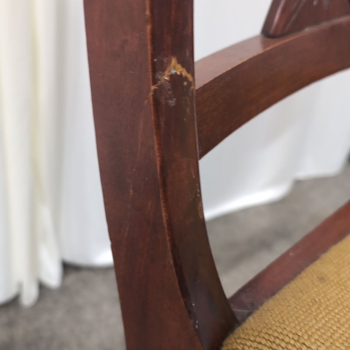 Traditional Carved Wood Dining Chair with Needlepoint Seat