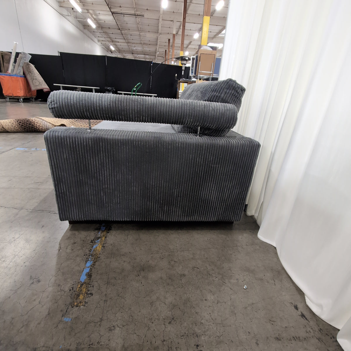 Two-Tone Grey Fabric Chaise Lounge Set