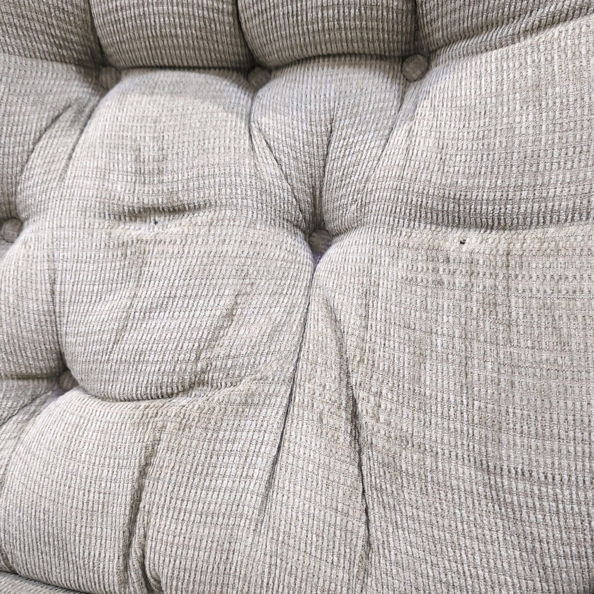 Sage Green Ribbed Fabric Armchair with Tufted Back