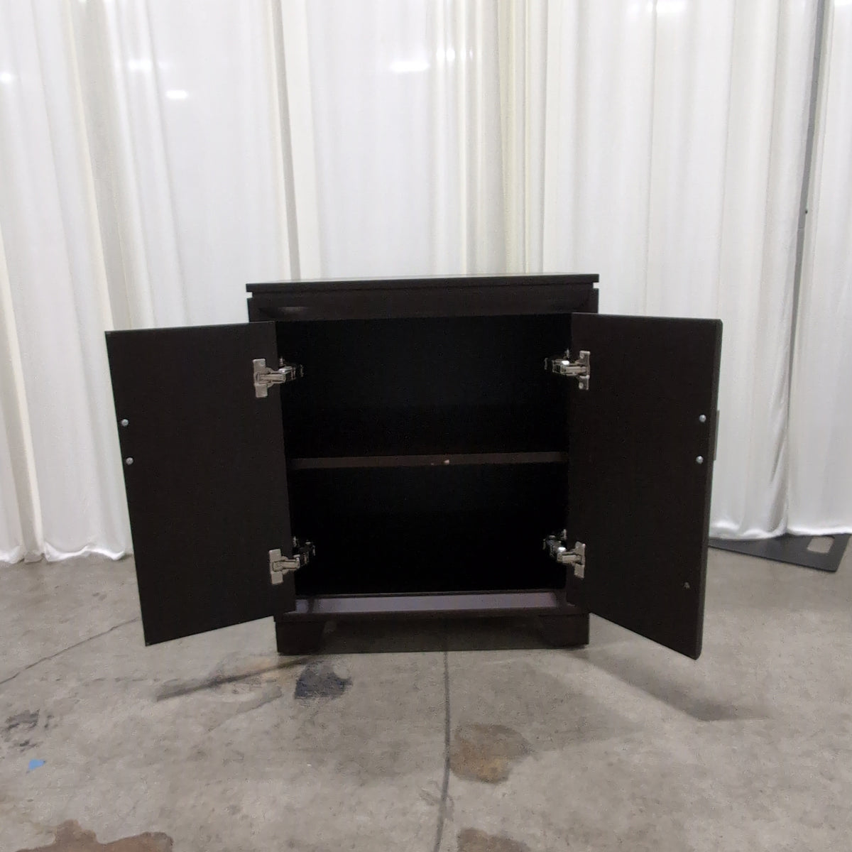 Dark Brown Single-Door Nightstand in Wood