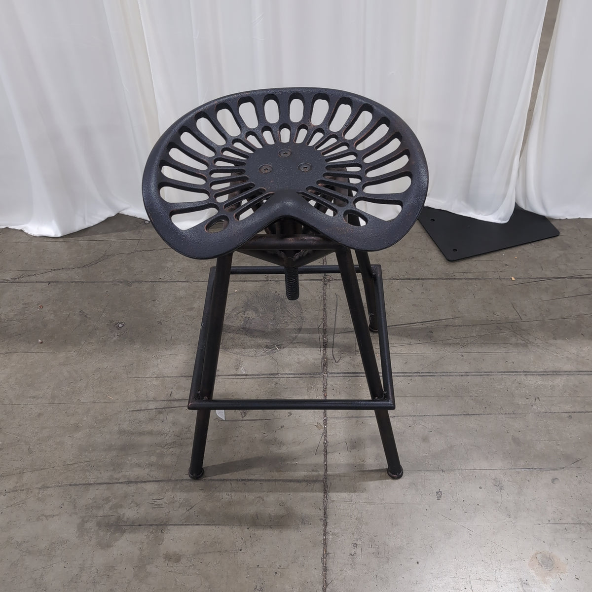 Black Industrial Adjustable Tractor Seat Stool