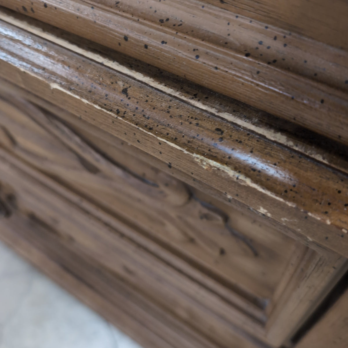 Light Brown Wood French Provincial Armoire with Ornate Hardware
