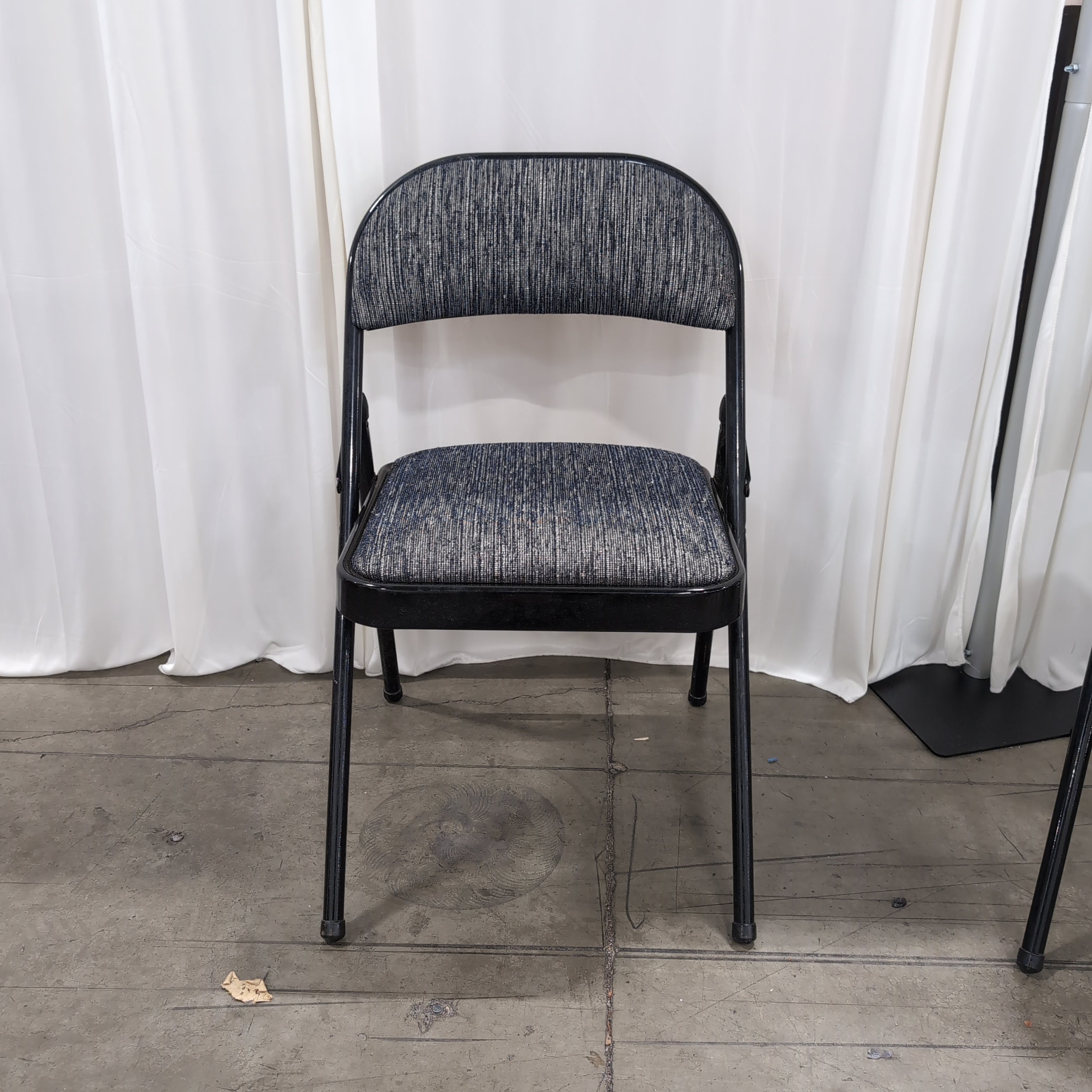 Black Metal Upholstered Folding Chair