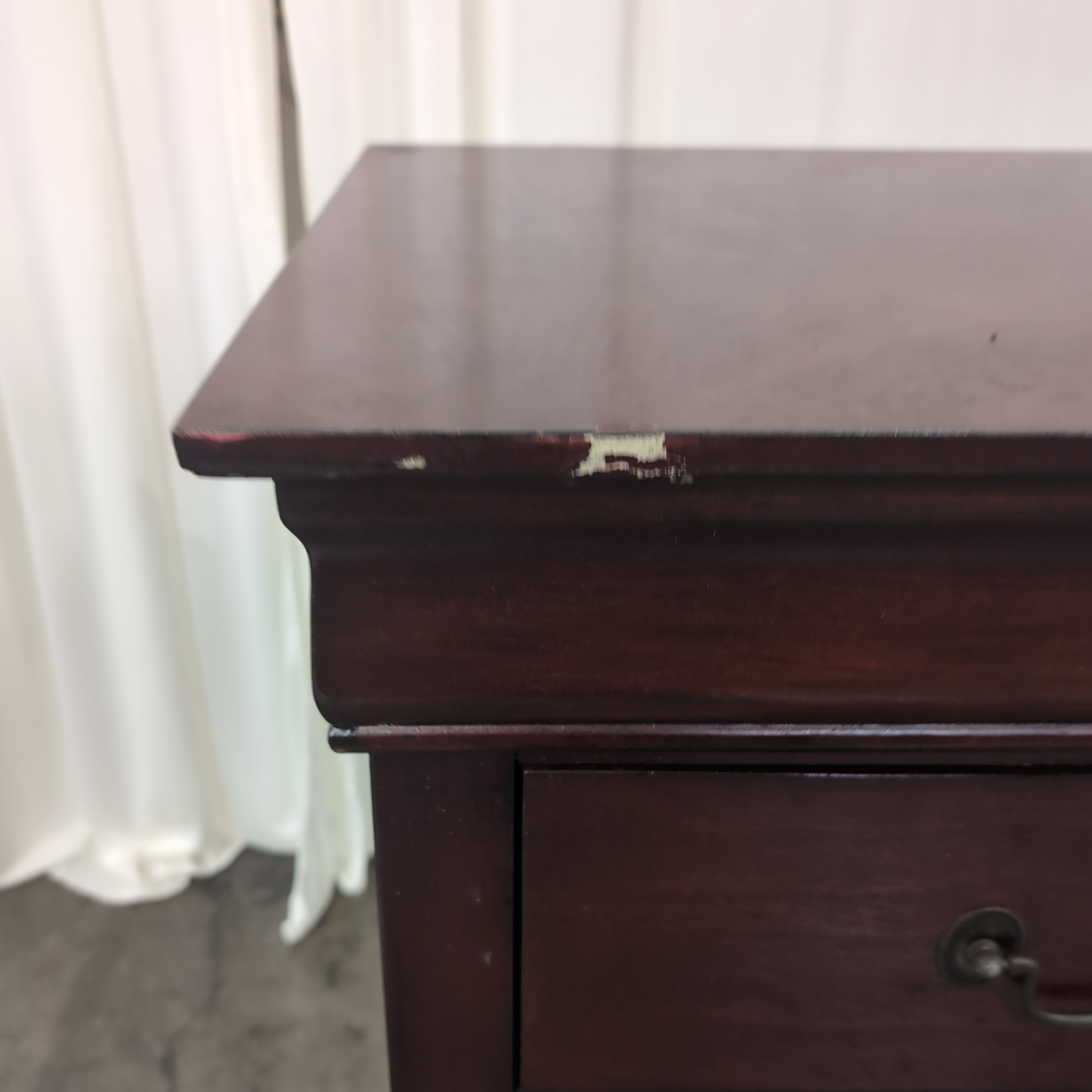 Cherry Stained Hardwood Two-Drawer Nightstand