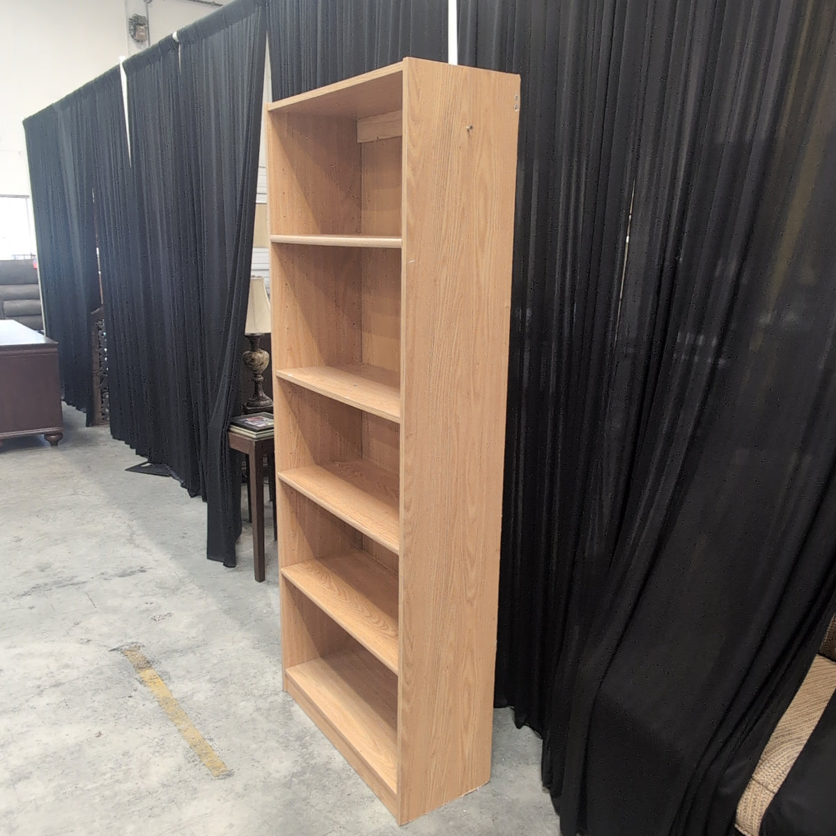 Natural Wood Five-Shelf Bookcase