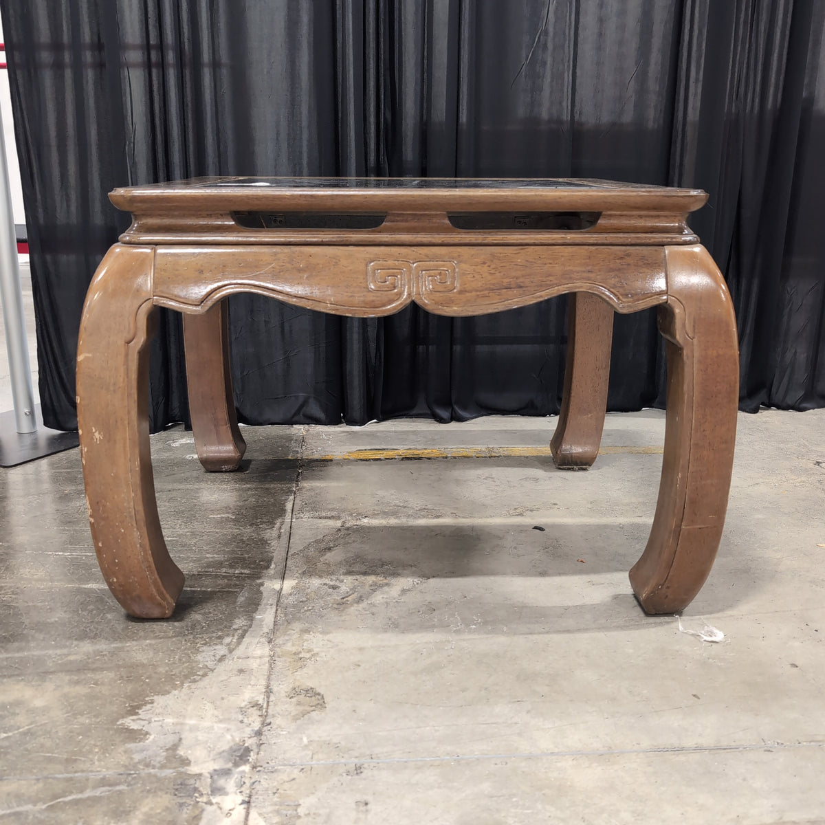 Light Wood Square Coffee Table with Glass Top