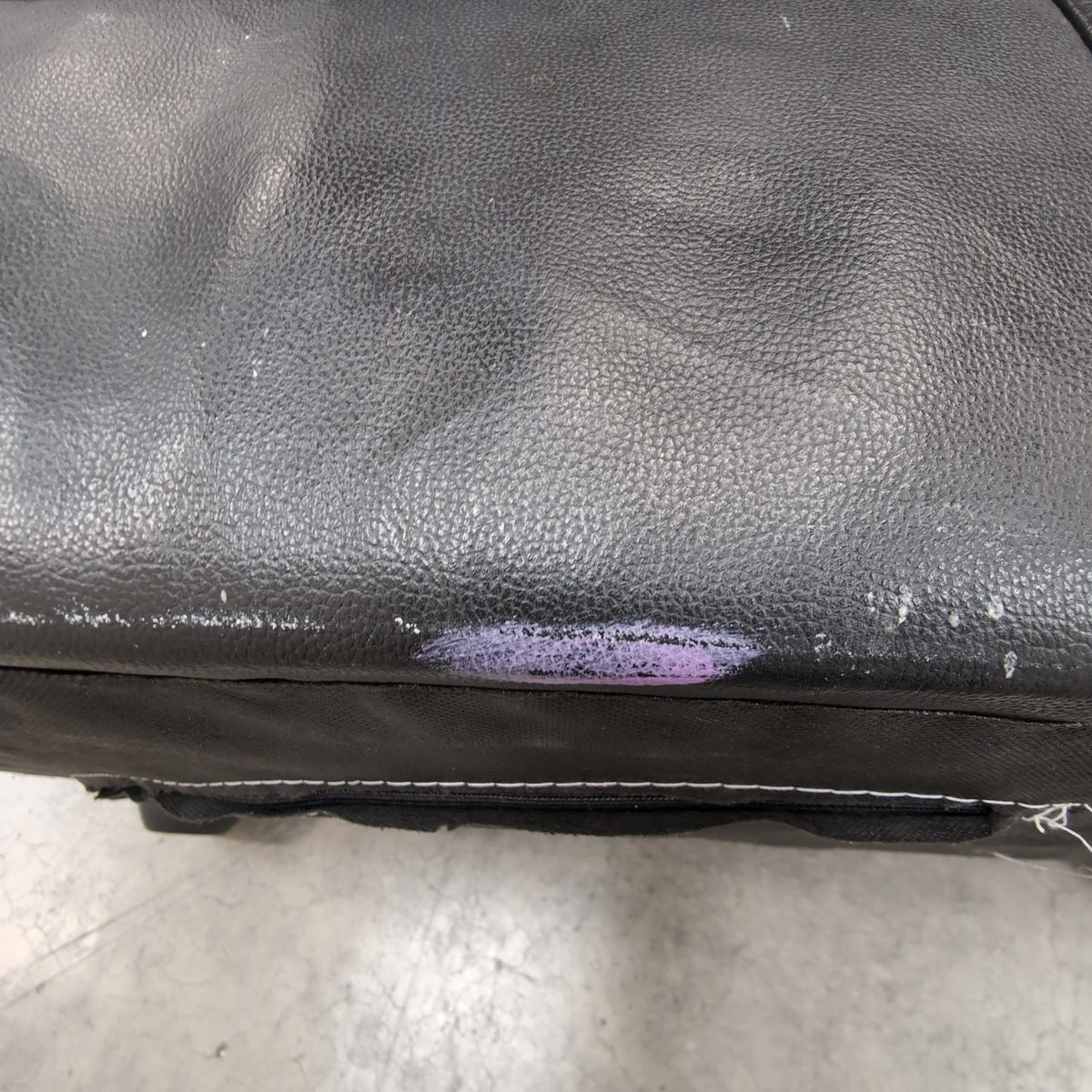 Black Leather Three-Seat Couch with Padded Arms