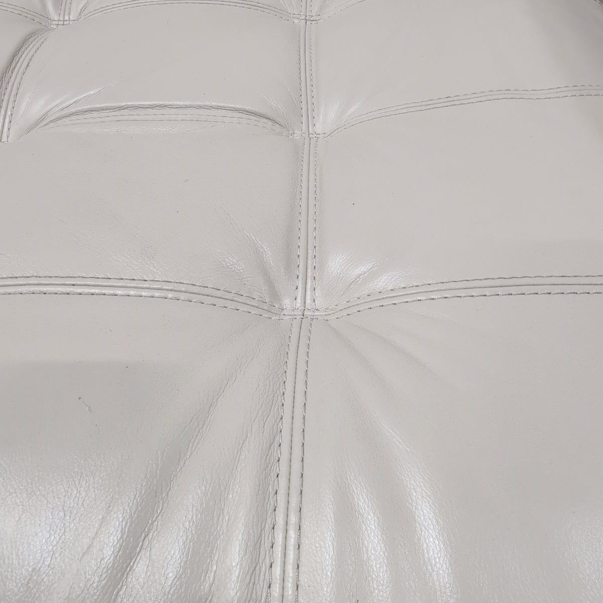 Cream Tufted Leather Couch
