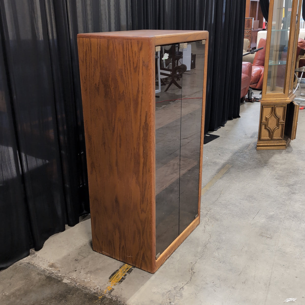 Brown Wood China Cabinet with Glass Doors
