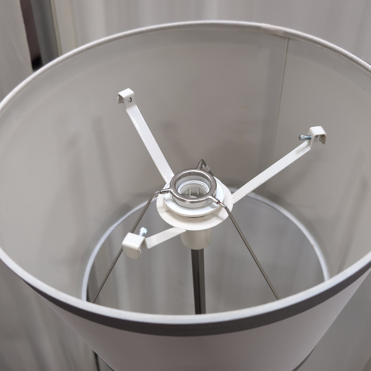 Brushed Metal Floor Lamp with Wood Base