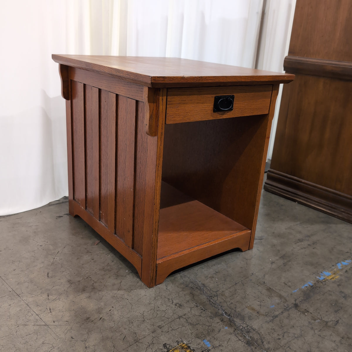 Warm Brown Wood One-Drawer Nightstand