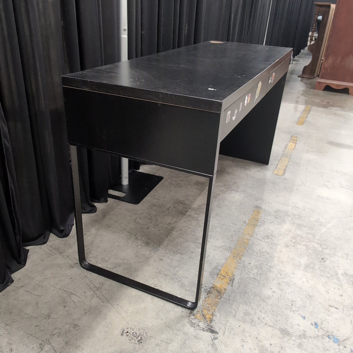 Black Laminate Desk with Two Drawers
