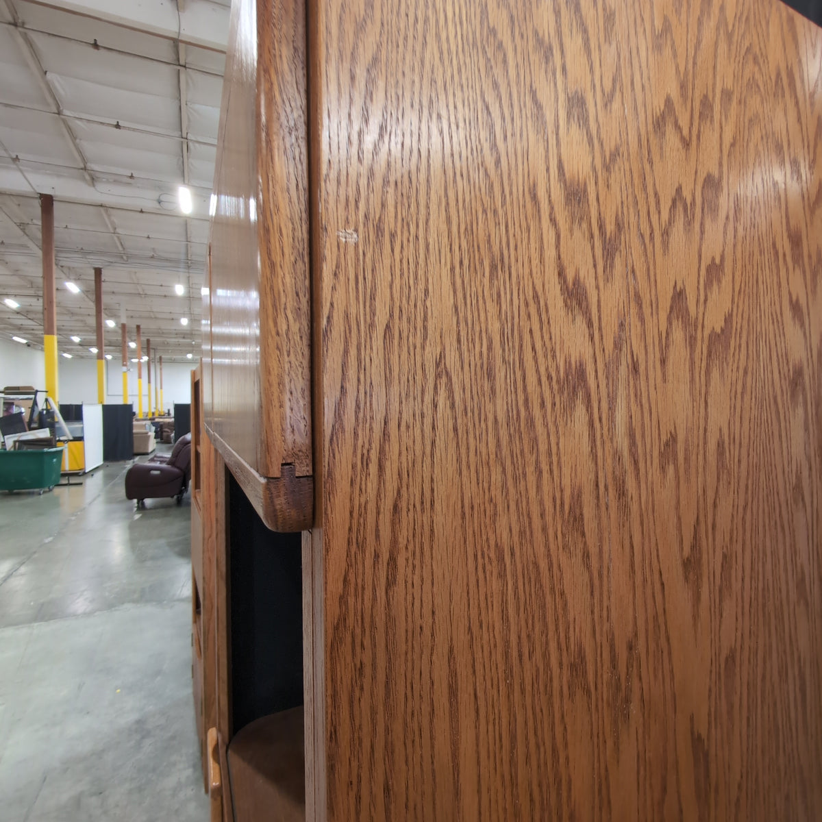 Oak Finish Tall Storage TV Stand with Slatted Doors