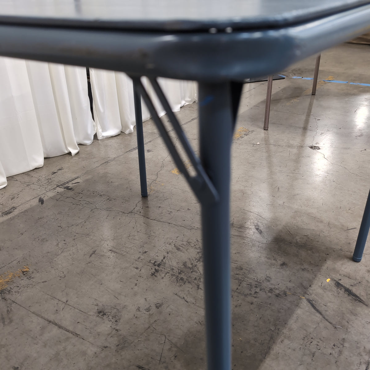 Rectangular Dark Blue Folding Table with Vinyl Top