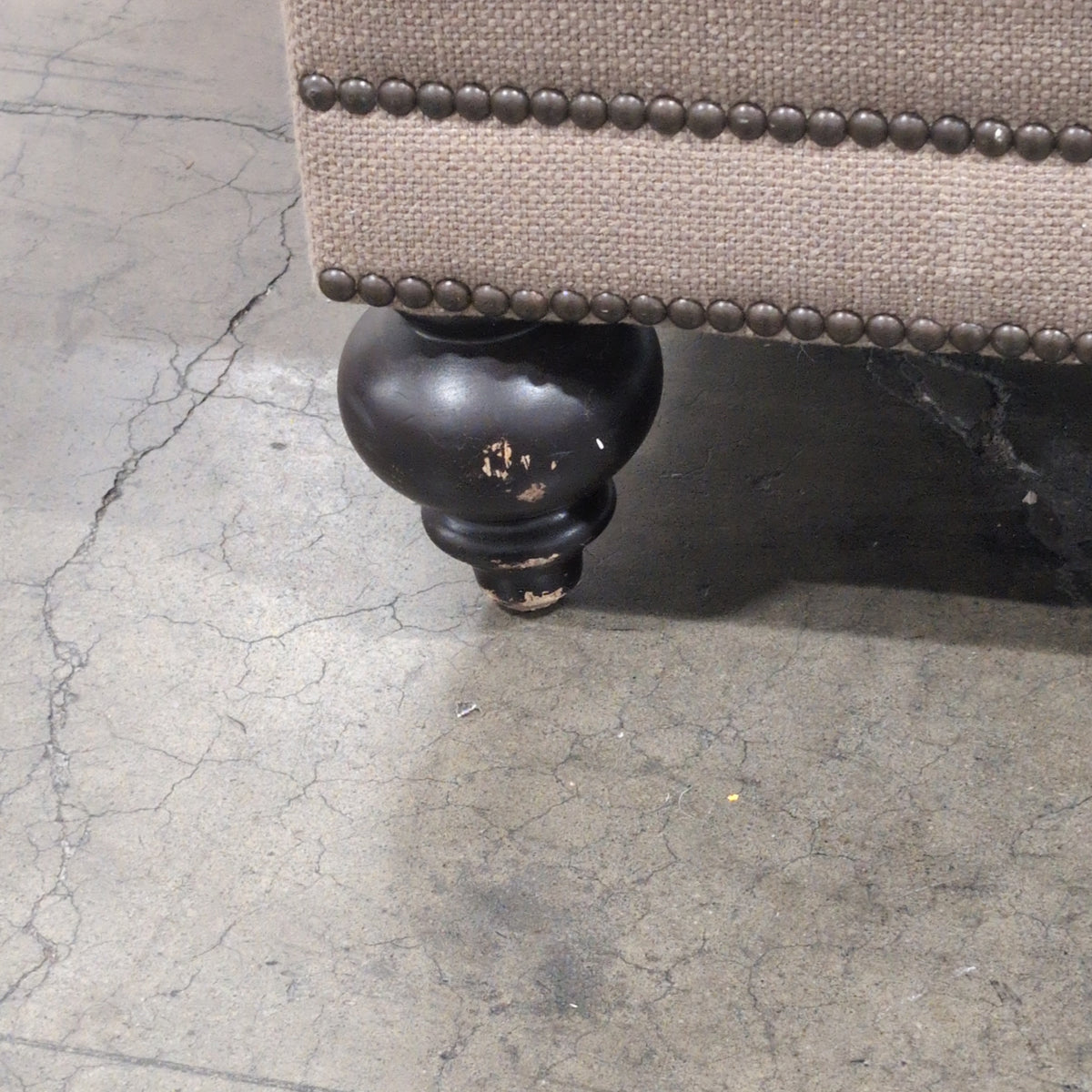 Bernhardt-Taupe Upholstered Modular Armless Chair with Nailhead Trim