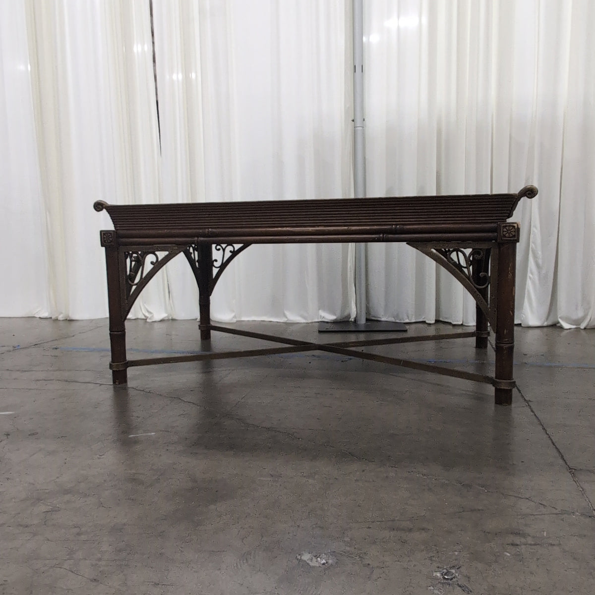 Bamboo Style Dark Wood Coffee Table with Tray Top