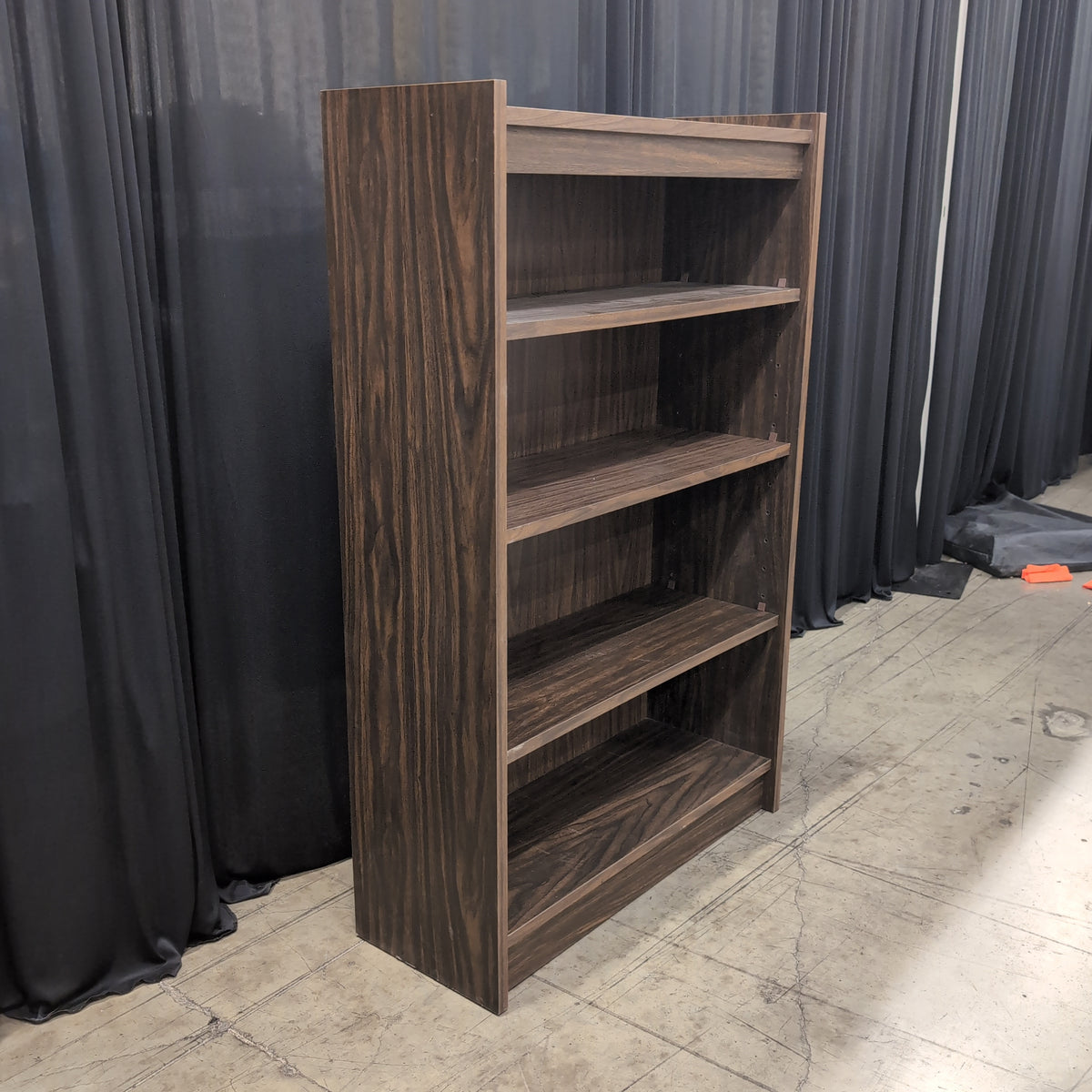 Dark Wood Grain Compact Bookcase with Adjustable Shelves