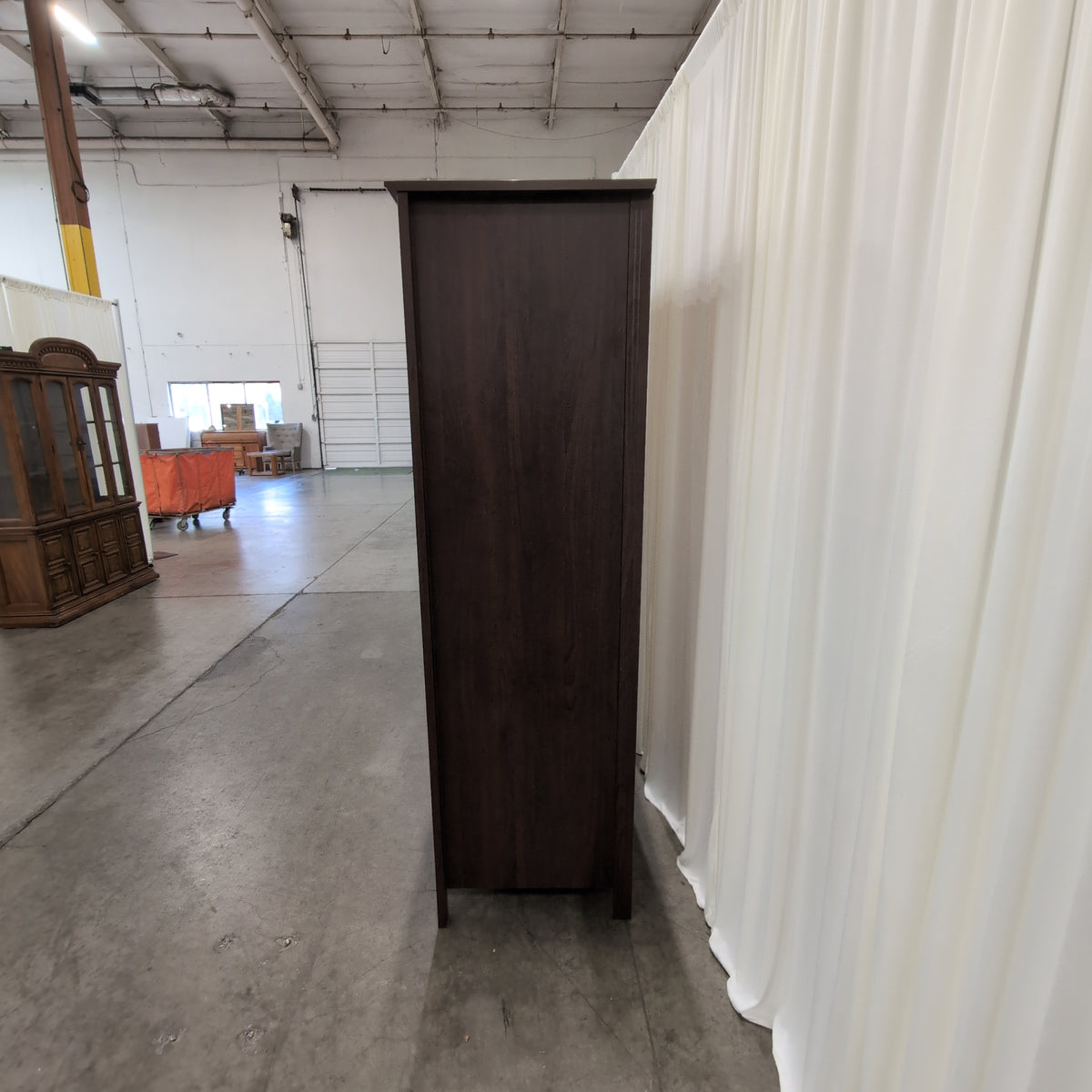 Dark Brown Wood China Cabinet with Glass Door