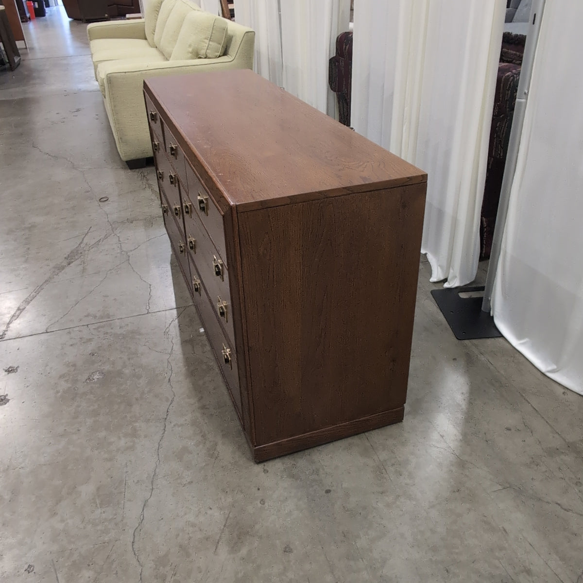 Traditional Brown Wood Dresser with Mirror