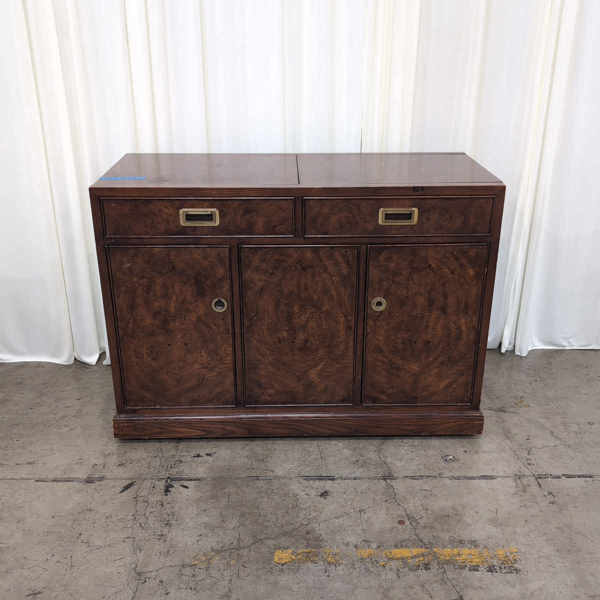 Dark Burl Wood Buffet with Brass Hardware