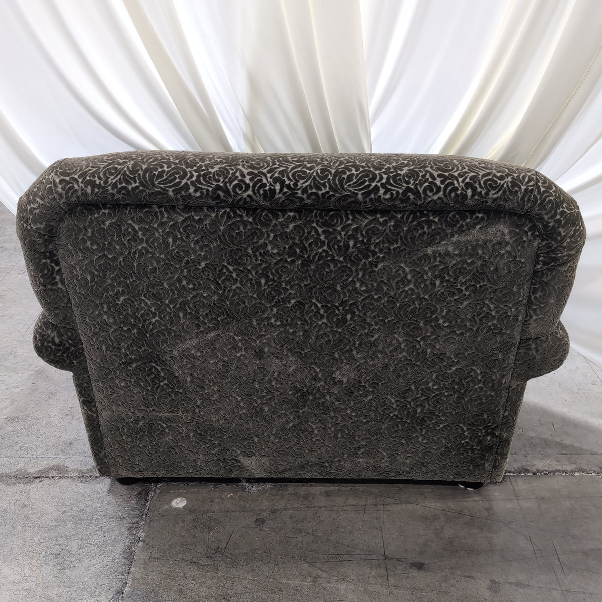 Traditional Sage Green Patterned Velvet Club Chair