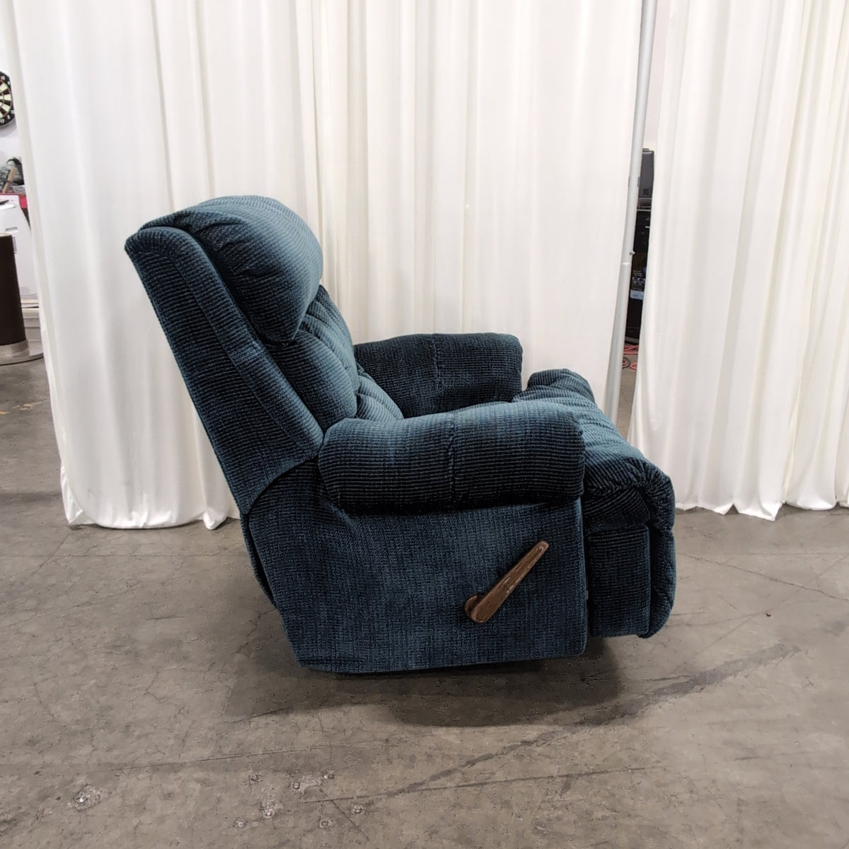 Deep Teal Padded Recliner in Ribbed Fabric