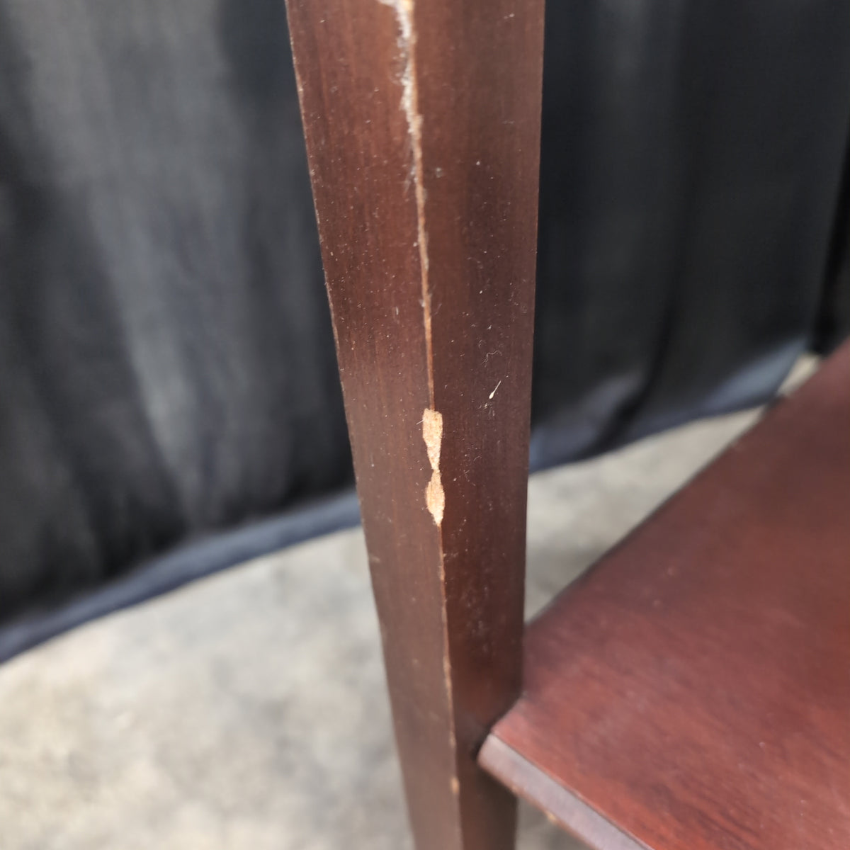 Dark Wood Carved Console Table with Lower Shelf