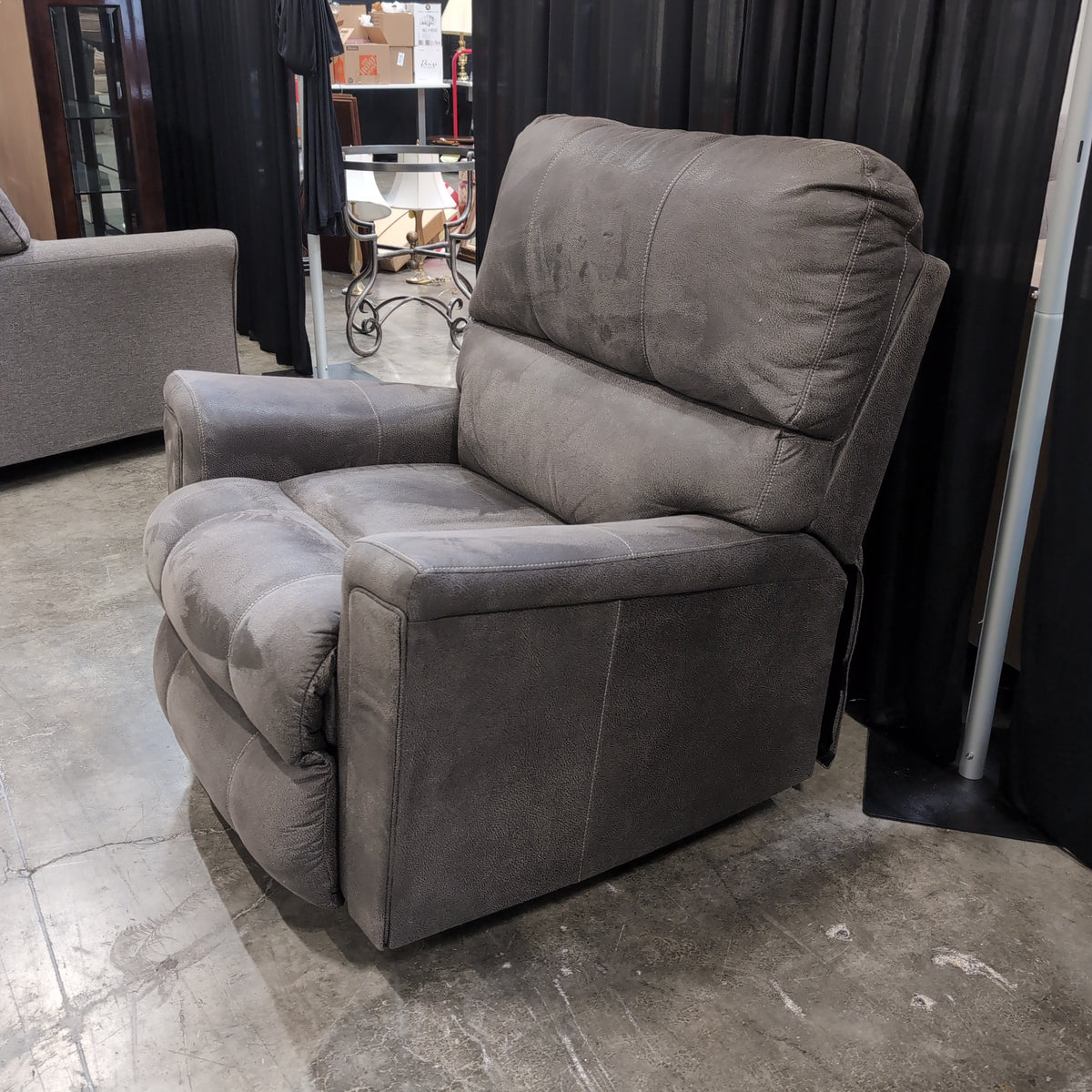 Plush Gray Microfiber Recliner