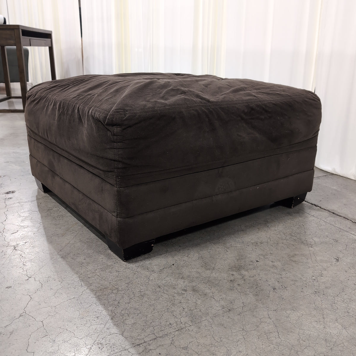 Brown Microsuede Square Ottoman