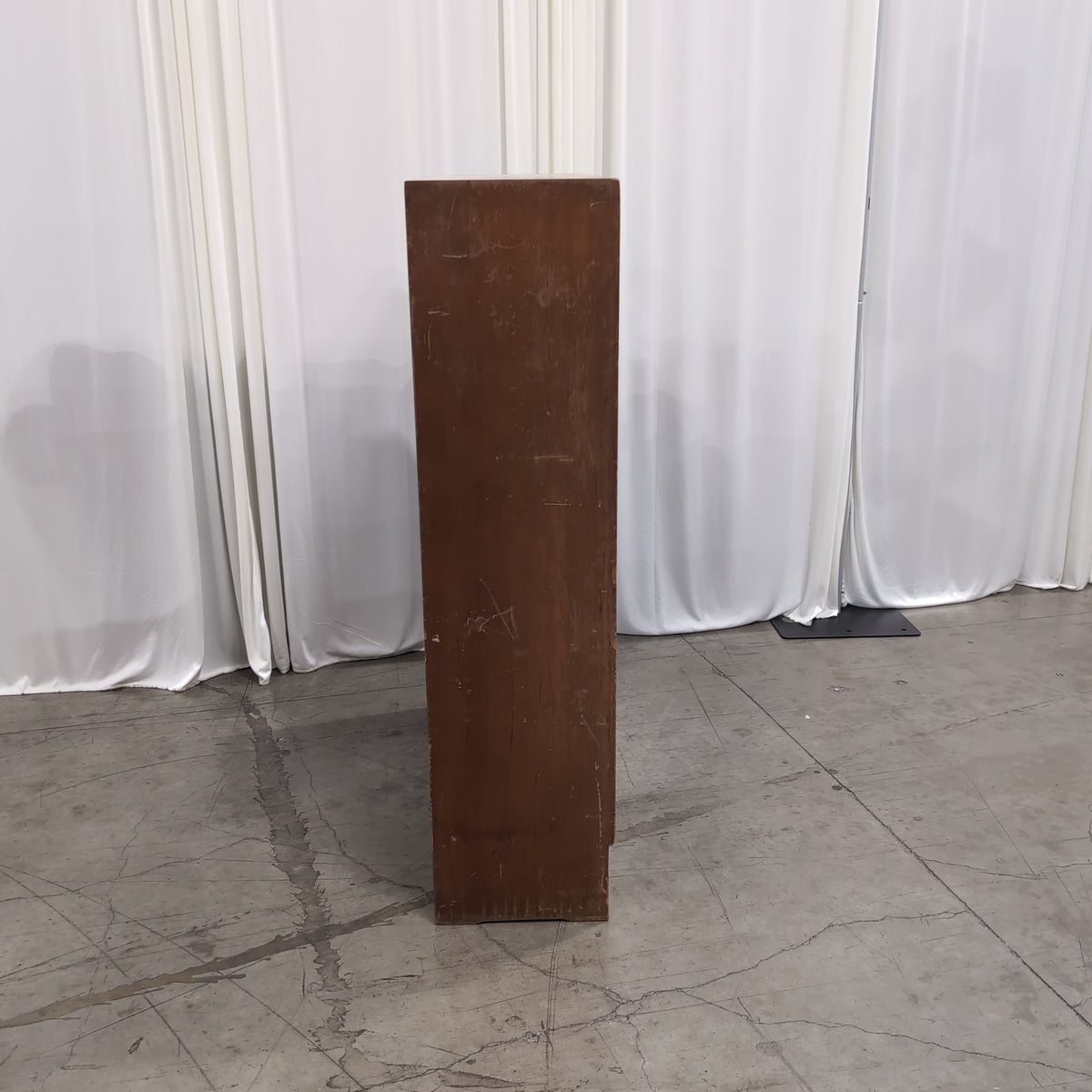 Brown Stained Wood Three-Shelf Bookcase