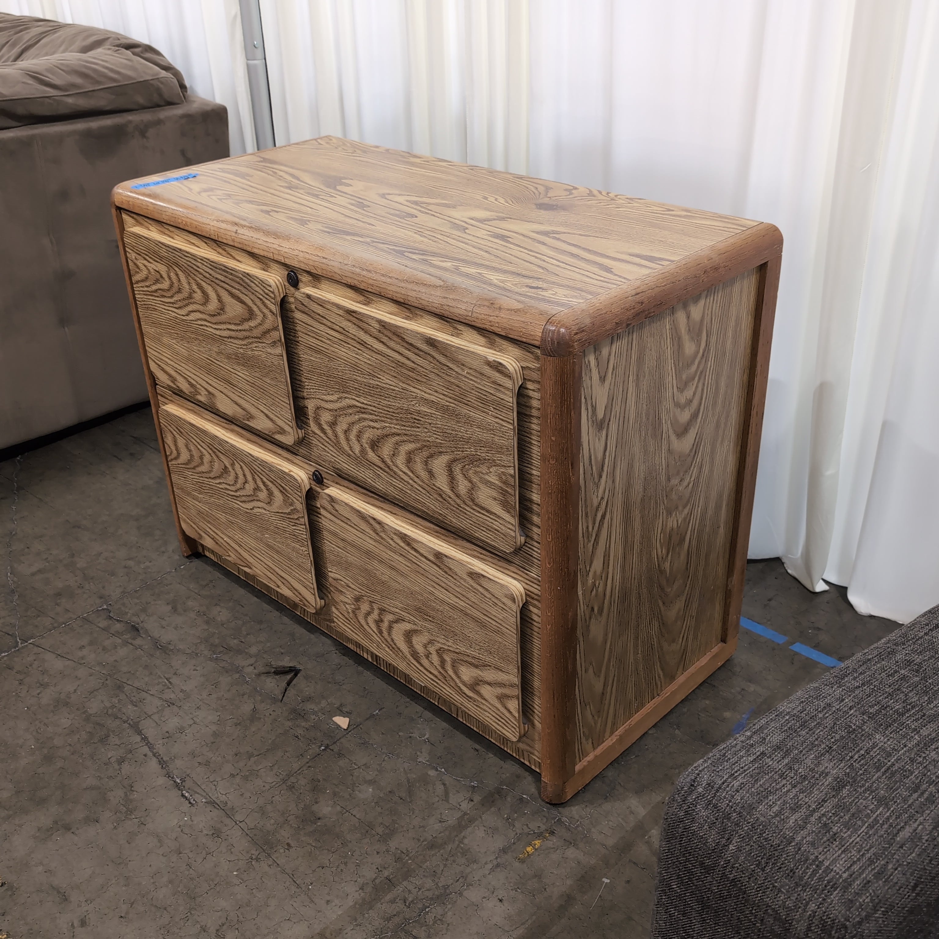 Light Oak Wood Four-Drawer Filing Cabinet