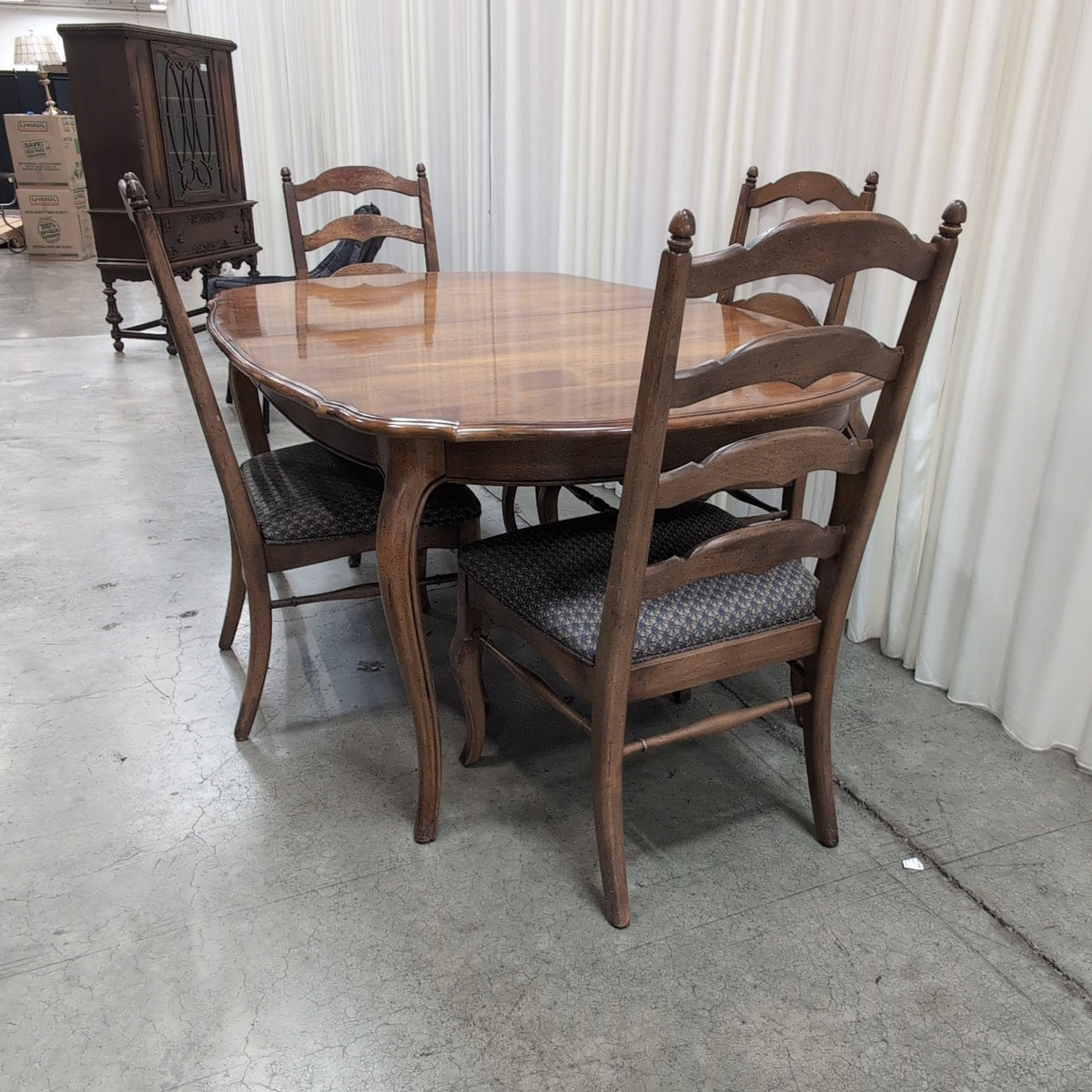 Traditional Wood Dining Table with Ladder Back Chairs