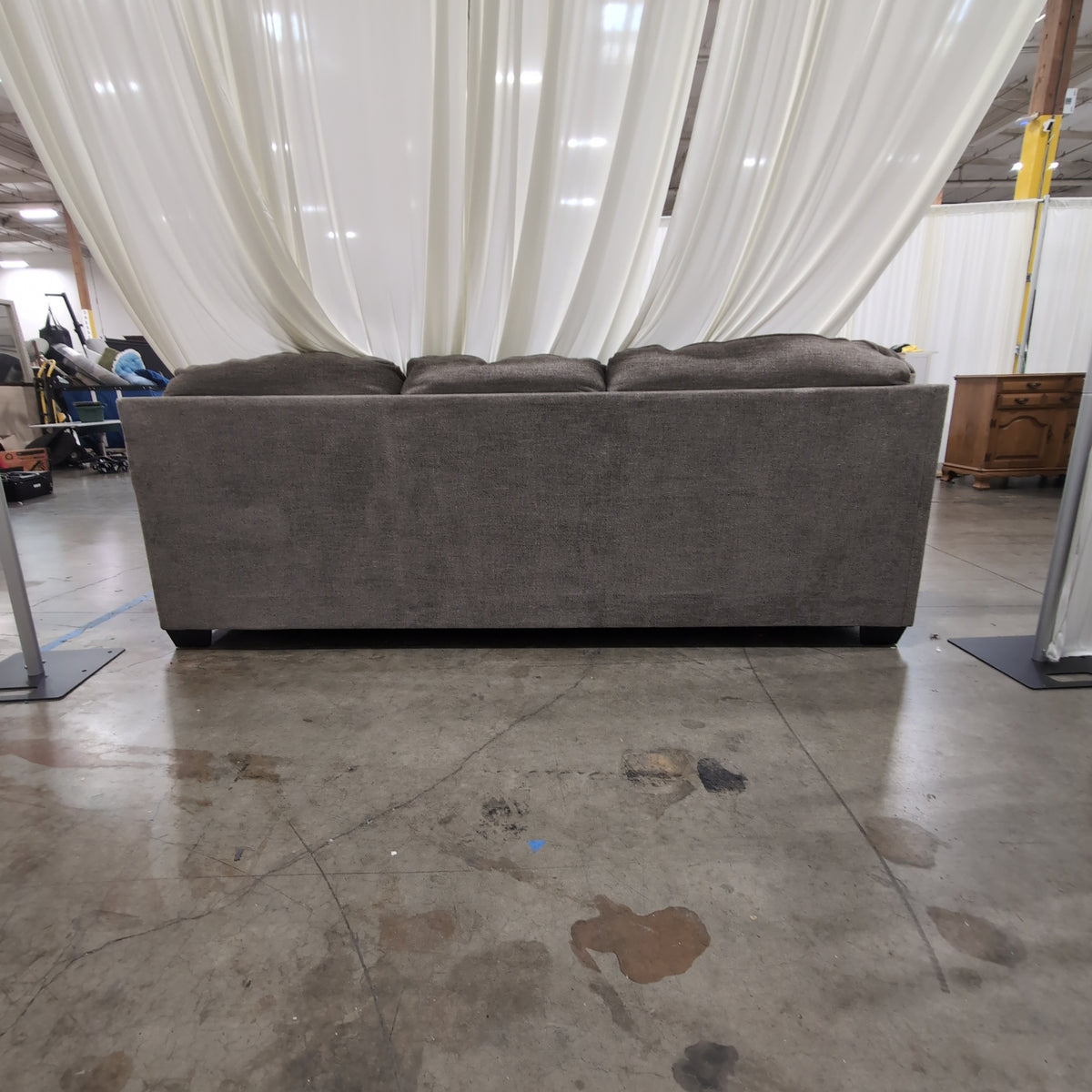 Textured Fabric Square Storage Ottoman in Beige