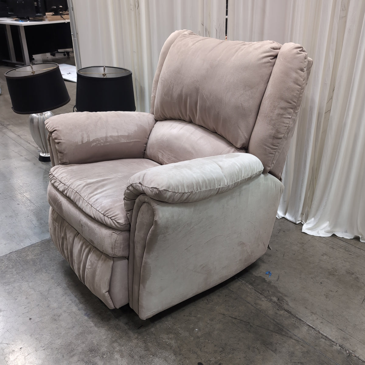 Plush Tan Fabric Recliner