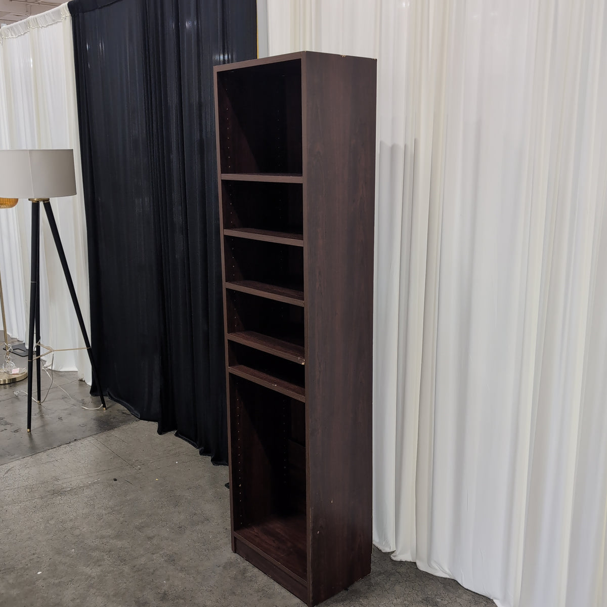 Tall Dark Brown Six-Shelf Bookcase