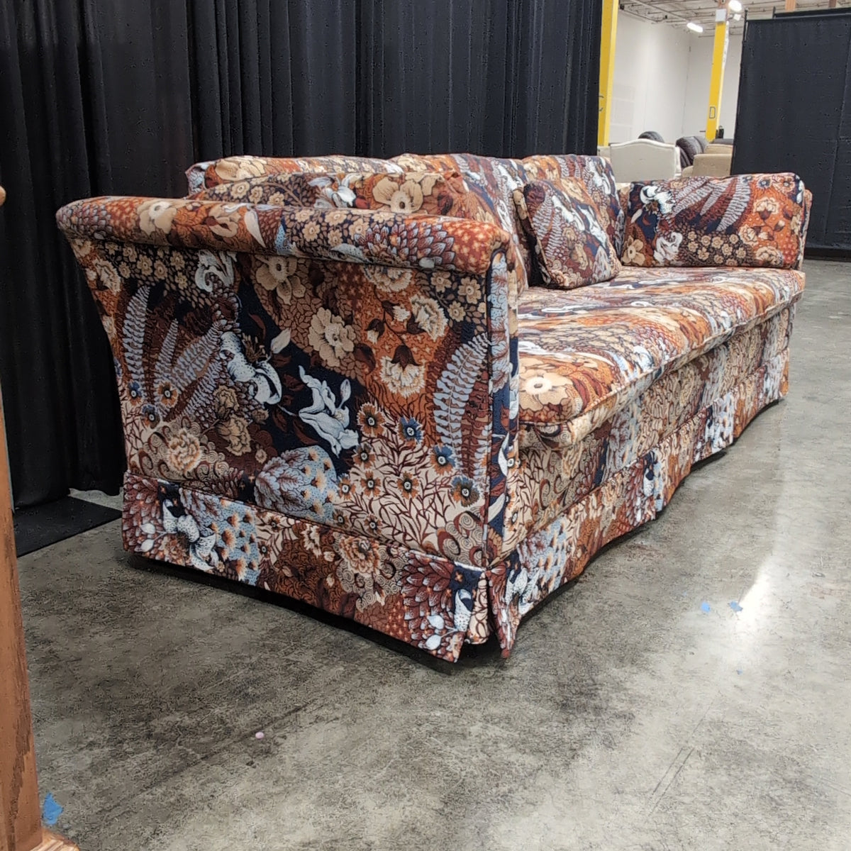 Ornate Floral Paisley Patterned Three-Seat Couch
