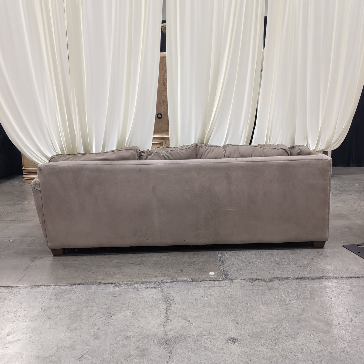 Light Beige Fabric Rolled Arm Sectional Couch