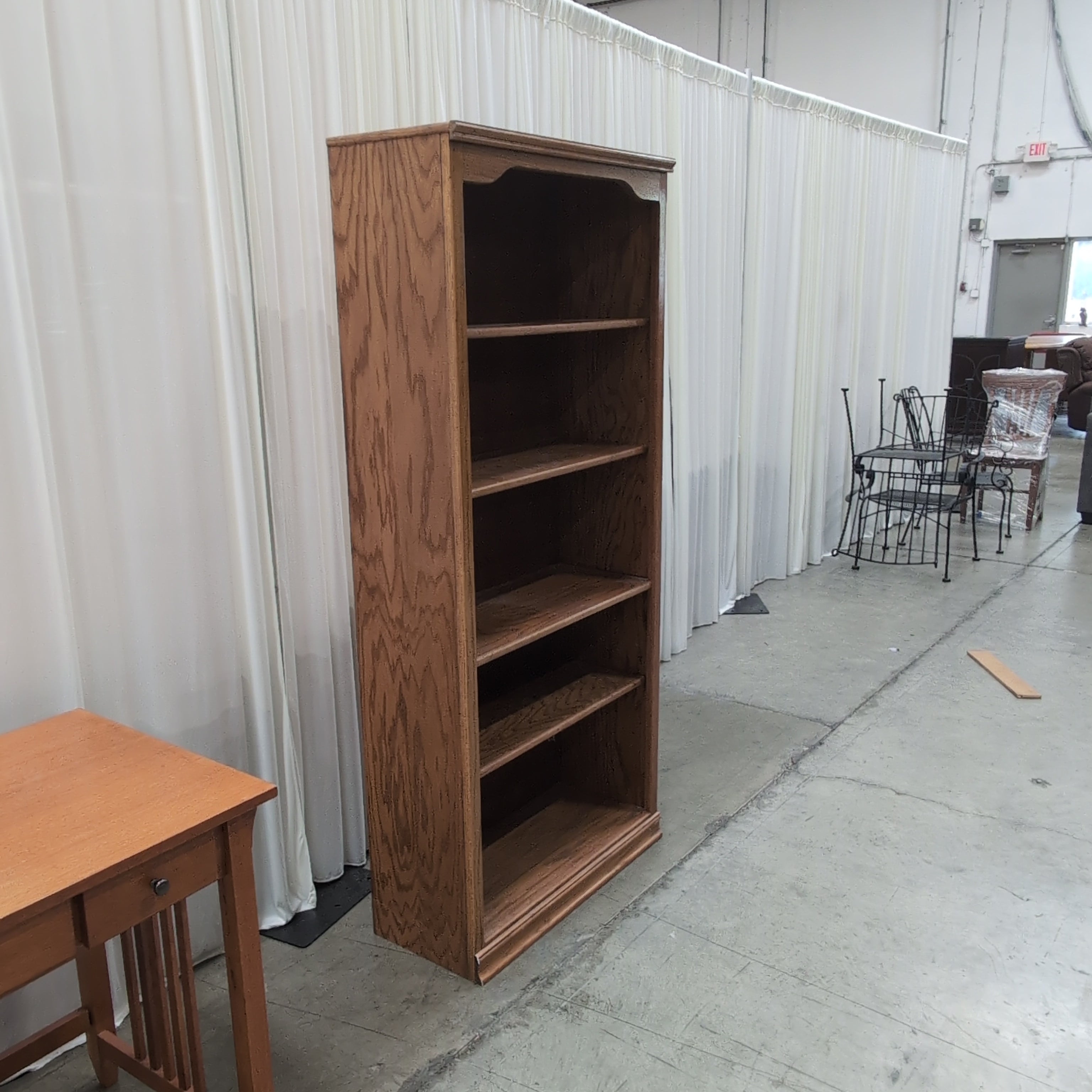 Traditional Five-Shelf Wood Bookcase