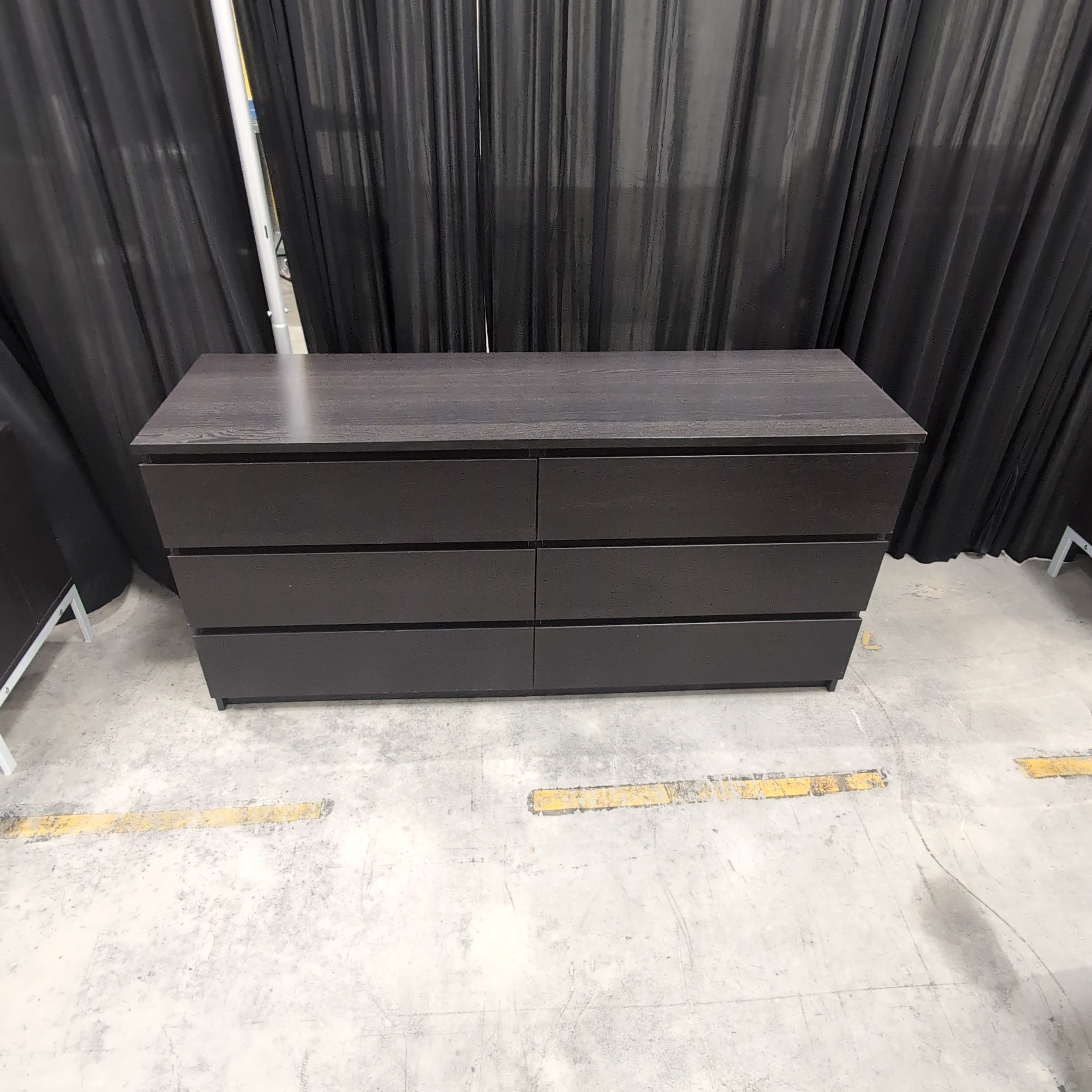 Dark Wood Modern Six-Drawer Dresser