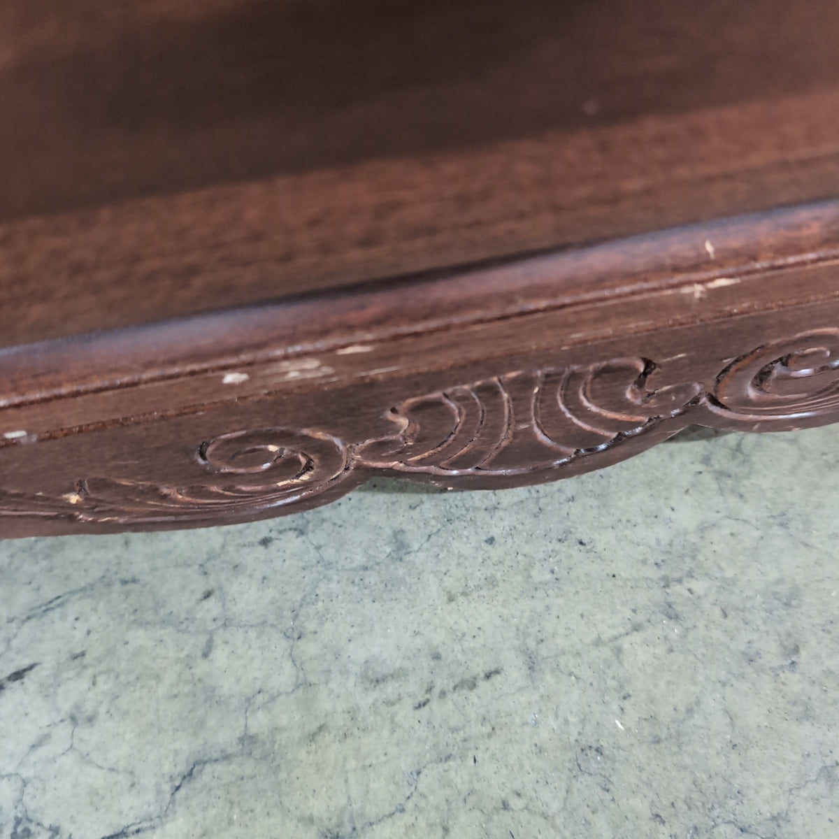 Traditional Dark Wood Two-Drawer Nightstand with Ornate Hardware